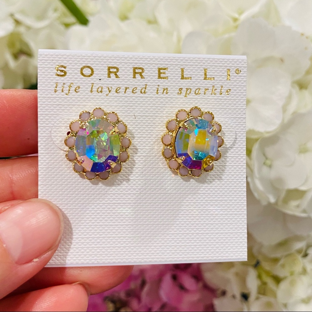 Sorrelli Halo Oval Crystal Stud Earrings NWT - Picture 6 of 13